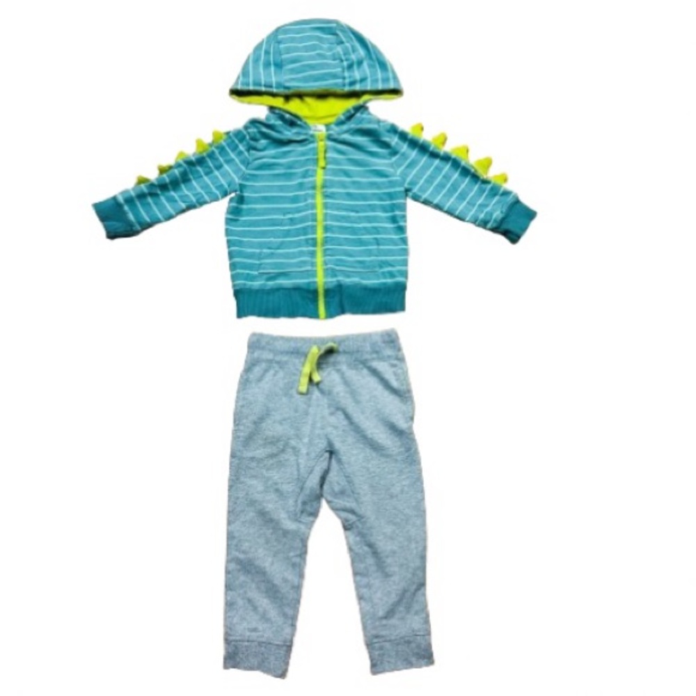 Tommy Bahama Turquoise & Gray 2-Piece Dinosaur Spikes Outfit Size 24M